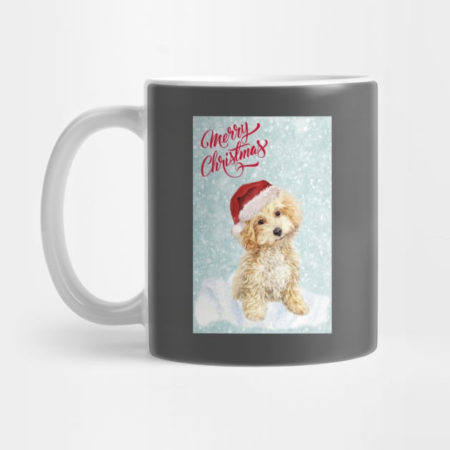 Maltipoo Merry Christmas Santa Dog by Puppy Eyes